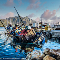 Buy canvas prints of Flooded Hout bay harbour South Africa by Paul Naude