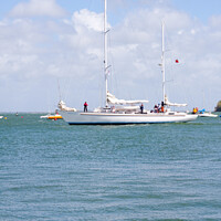 Buy canvas prints of Donald Searle yacht leaving Cowes harbour by Elaine Hayward