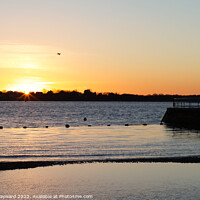 Buy canvas prints of Sunset over Mersea Island from Brightlingsea beach by Elaine Hayward