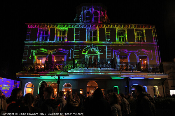 The Pier Hotel in Harwich illuminated at night Picture Board by Elaine Hayward