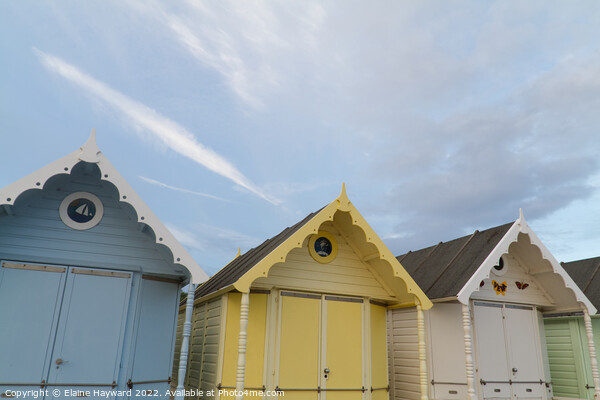 Beach huts at West Mersea close up Picture Board by Elaine Hayward