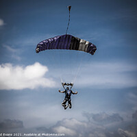 Buy canvas prints of Skydiver parachutist descending  by Raymond Evans