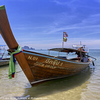Buy canvas prints of Thailand longtail boat Krabi beach by Raymond Evans
