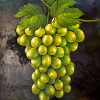 Buy canvas prints of Green grapes by Raymond Evans