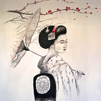 Buy canvas prints of Geisha art by Raymond Evans