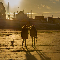 Buy canvas prints of Walking the dog at sunset by Dave Cocks