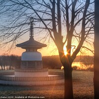 Buy canvas prints of Peace Pagoda Sunrise by Grant Mckane