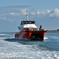 Buy canvas prints of Offshore windfarm supply vessels by Russell Finney