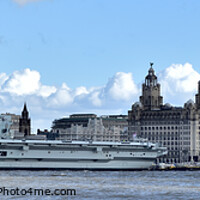 Buy canvas prints of HMS Prince of Wales (R09) in Liverpool Merseyside England by Russell Finney