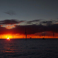 Buy canvas prints of Windfarm sunset by Russell Finney