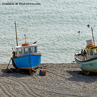 Buy canvas prints of Fishing Boats on Beach at Beer, Devon by Stuart Wyatt