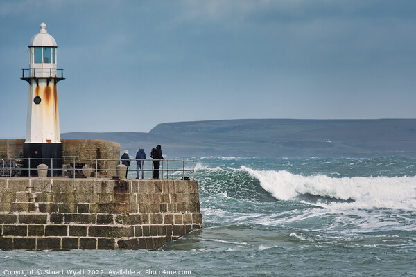St. Ives Harbour Entrance in a Gale Picture Board by Stuart Wyatt