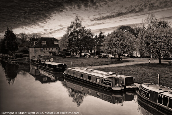 Canal Narrow Boats at Sunset Picture Board by Stuart Wyatt