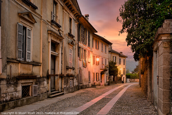 Italian Village Street at Sunset Picture Board by Stuart Wyatt