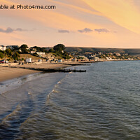 Buy canvas prints of Swanage beach during golden hour by Stuart Wyatt