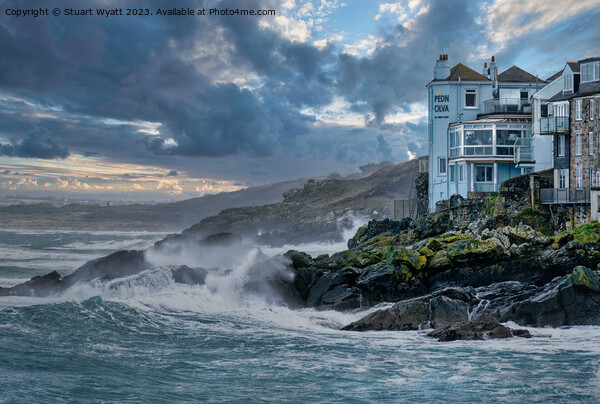 St. Ives hotel overlooking stormy weather Picture Board by Stuart Wyatt
