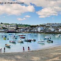 Buy canvas prints of St Ives harbour Beach and Town by Stuart Wyatt