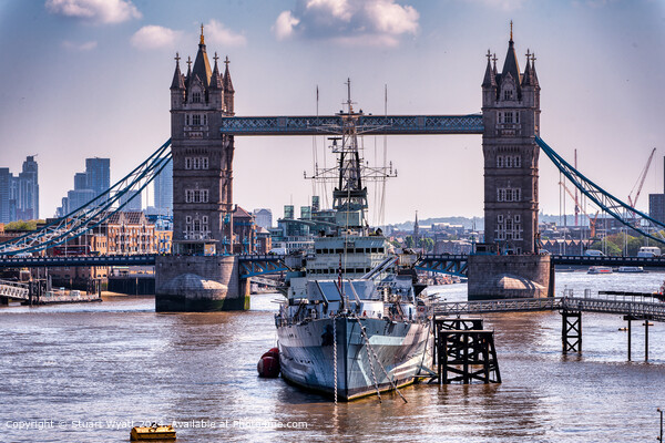 HMS Belfast and Tower Bridge Picture Board by Stuart Wyatt