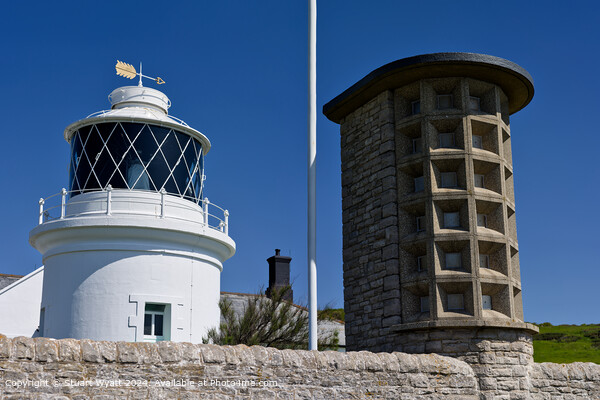 Anvil Point Lighthouse Nautical Colour Palette Picture Board by Stuart Wyatt