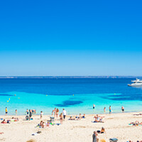 Buy canvas prints of Panoramic view beautiful beach Calvia, Cala Compte by Alex Winter