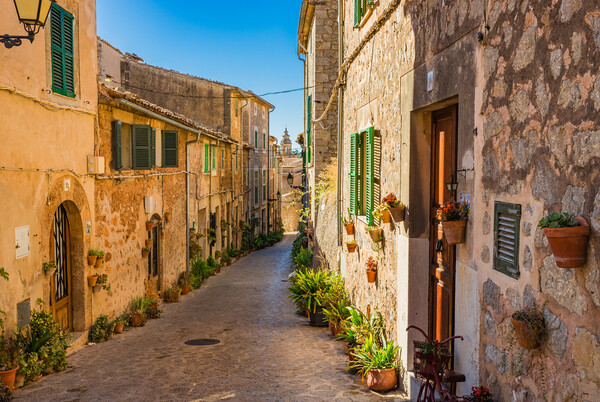 Charming Rustic Alley in Valldemossa, Spain alley Picture Board by Alex Winter