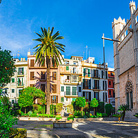 Buy canvas prints of Houses in old town center of Palma de Majorca, Spa by Alex Winter