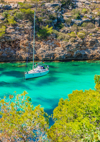 Sailboat Yacht at the Seaside on Mallorca Picture Board by Alex Winter