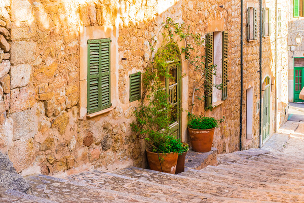 Idyllic view of an street in the old village Deia on Mallorca Picture Board by Alex Winter