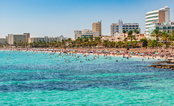 Tourist resort of Cala Millor beach Acrylic by Alex Winter