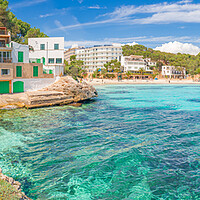 Buy canvas prints of Mallorca, Spain, panoramic view of Cala Santanyi beach bay by Alex Winter