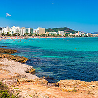 Buy canvas prints of Tourist resort of Cala Millor beach by Alex Winter