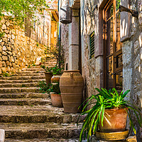 Buy canvas prints of Mediterranean house with potted plant decoration by Alex Winter
