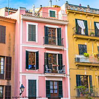 Buy canvas prints of Houses at the old town of Palma de Majorca by Alex Winter