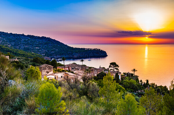 Old mediterranean village with sunset sky Picture Board by Alex Winter