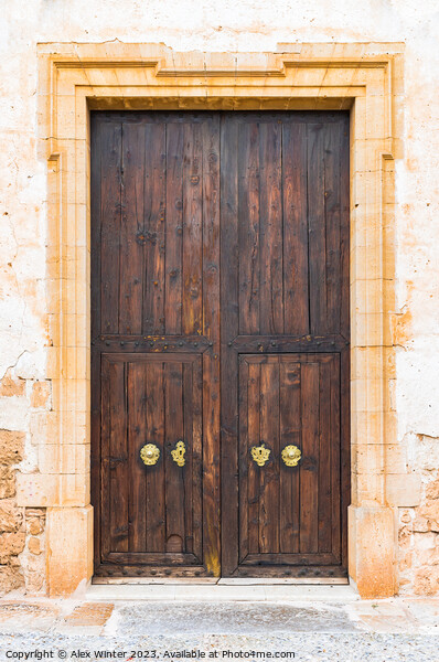 Brown wooden door of elegant old Villa house Picture Board by Alex Winter