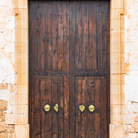 Buy canvas prints of Brown wooden door of elegant old Villa house by Alex Winter