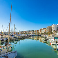 Buy canvas prints of City and boats at marina port at coast of Palma de Majorca by Alex Winter