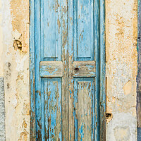 Buy canvas prints of Vintage old blue wooden front door by Alex Winter