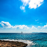 Buy canvas prints of Idyllic seascape with sailboat  by Alex Winter