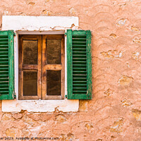 Buy canvas prints of Old mediterranean open window shutters by Alex Winter