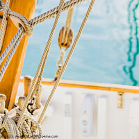 Buy canvas prints of Old sailing yacht rigging on wooden mast by Alex Winter