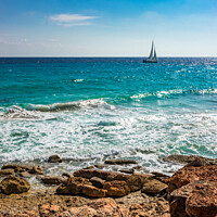 Buy canvas prints of Idyllic view of sailing yacht  by Alex Winter