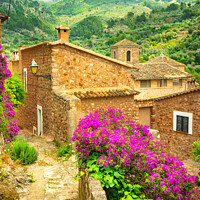 Buy canvas prints of Beautiful view of old mediterranean mountain villa by Alex Winter
