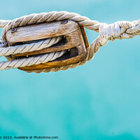 Buy canvas prints of Pulley with ropes of a classic sailing boat. Nauti by Alex Winter