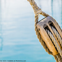 Buy canvas prints of Pulley with ropes of a classic sailing boat by Alex Winter