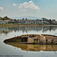 Buy canvas prints of Serenity in Ravenglass Sunken Wreck by Martin Day