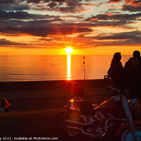 Buy canvas prints of Harley Davidson in the Sunset at Hunstanton by Martin Day