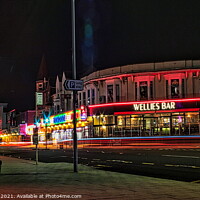 Buy canvas prints of Wellies Bar Neon Nightlife on Skegness Seafront by Martin Day