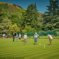 Buy canvas prints of Summer Fun on Keswick's Croquet Lawn by Martin Day
