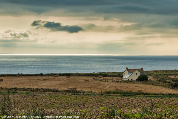 Majestic Cornish Cottage Overlooking a Scenic Hori Picture Board by Martin Day